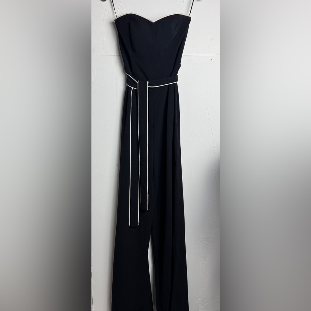 Strapless Jumpsuit With Belt Tie